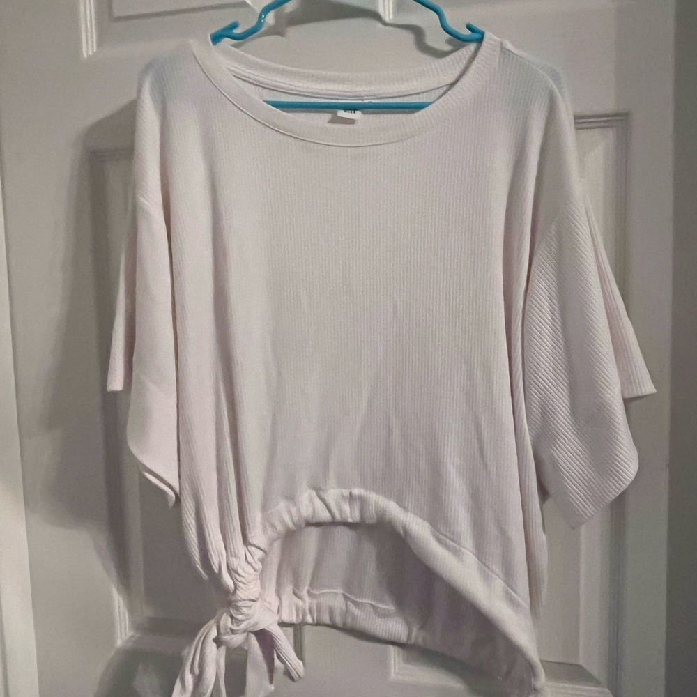 White Cropped Tie Synched Blouse